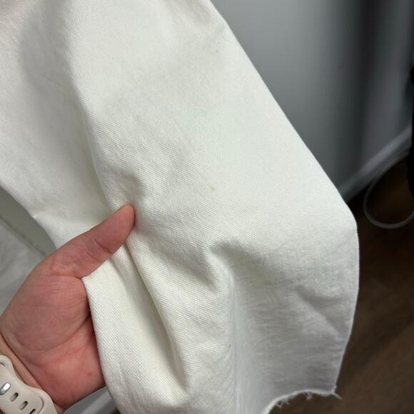 Risen Ivory Cream White Jeans High Rise Rae Hem Slit Straight Jeans Size 13 - Picture 6 of 9